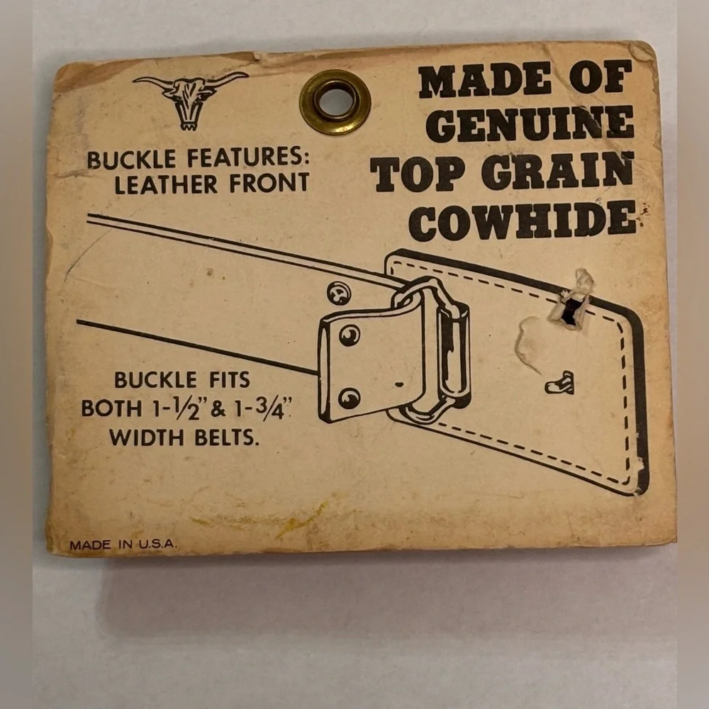 NWT 70s Genuine Leather/Brass Belt Buckle with Trucker Design